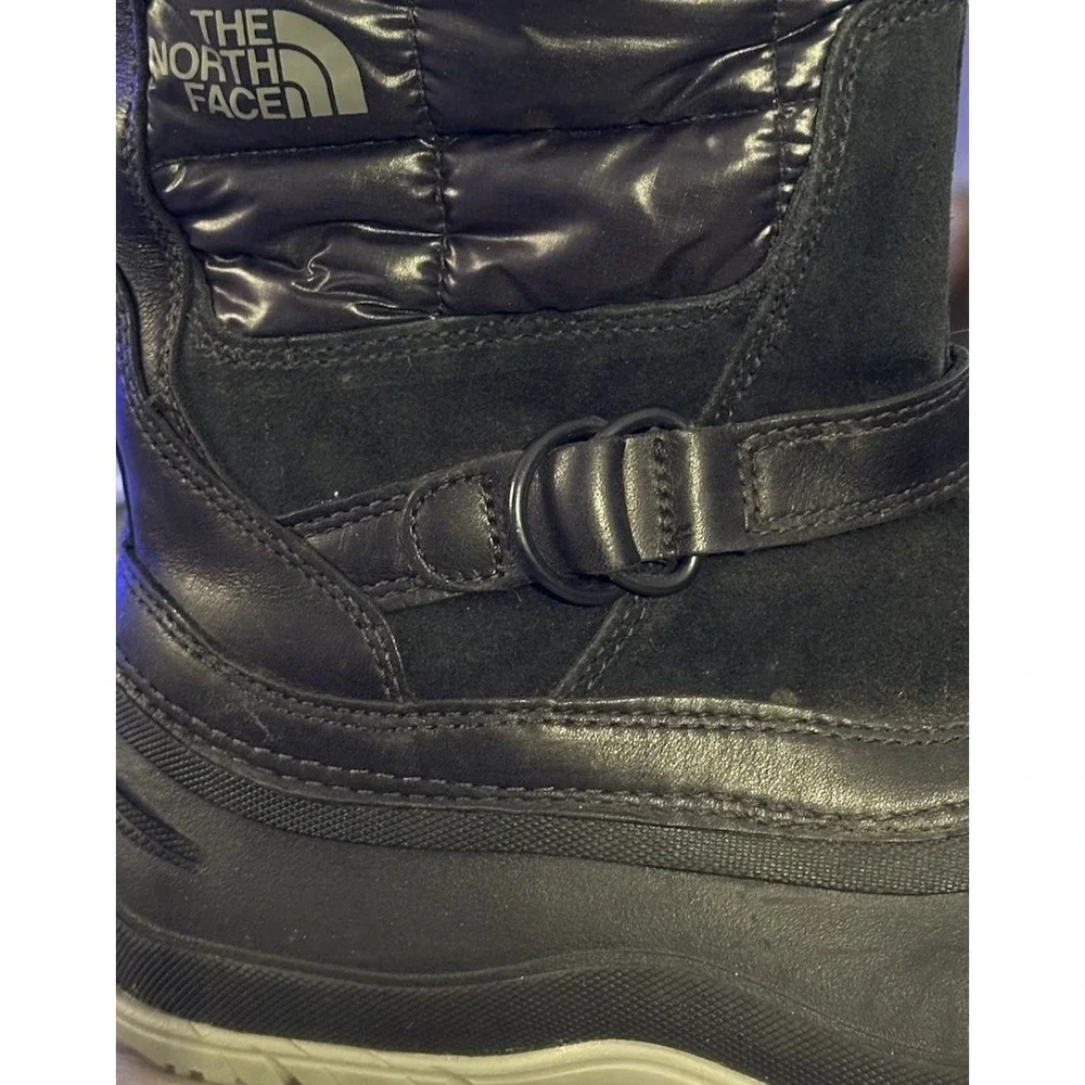 North Face Shellista Boots Womens Sz 7.5 Black Primaloft Pull On Faux Fur Trim